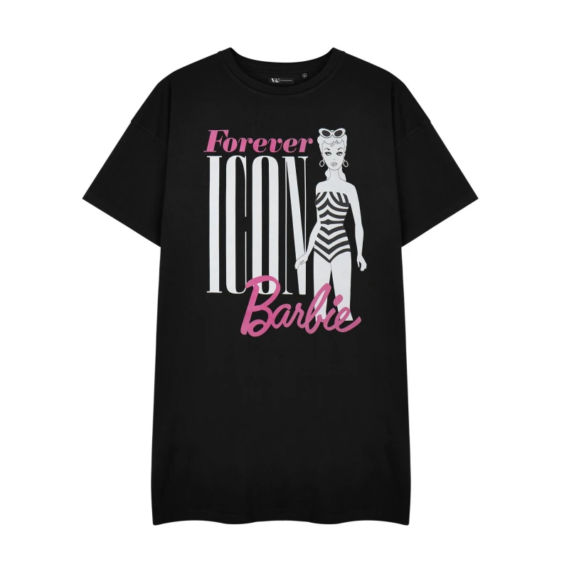 Image of Barbie Short Sleeved T-Shirt Dress Black female
