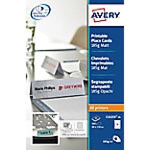Image of Avery Place Cards C32253-25 A4 185gsm White 25 Sheets of 4 Labels