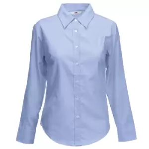 Image of Fruit Of The Loom Ladies Lady-Fit Long Sleeve Oxford Shirt (2XL) (Oxford Blue)
