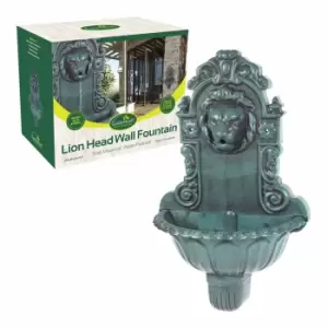 Image of Gardenkraft Lion Head Water Feature Bird Bath & Fountain - Green