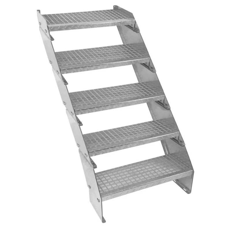 Image of Monstershop Adjustable 5 Section Galvanised Staircase - 600mm Wide Silver