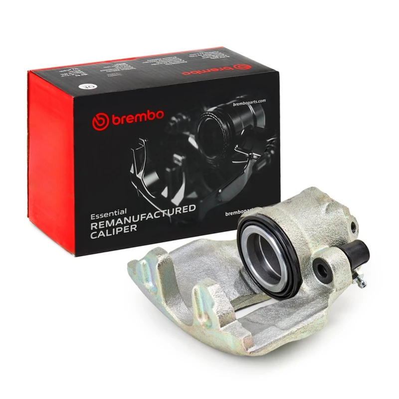 Image of BREMBO F 85 132 Brake caliper ESSENTIAL LINE Front Axle Left Grey Cast Iron Brake Caliper (78)