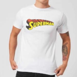 Image of DC Superman Telescopic Crackle Logo Mens T-Shirt - White - S