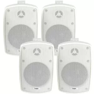 image of 4x 4" 60W White Outdoor Rated Speakers 8 OHM Weatherproof Wall Mounted HiFi