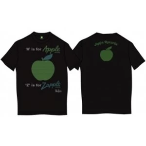 Image of A is for Apple Mens Black Vintage Print T Shirt: Small
