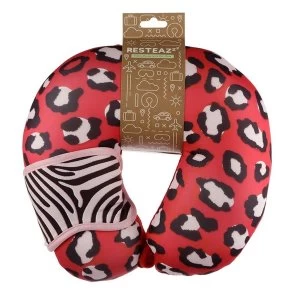 Relaxeazzz Wild Life Animal Print Travel Pillow & Eye Mask Set