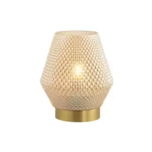 Image of Larissa Table Lamp E27 Max 40W Glass Cognac, Brass On/Off Switch