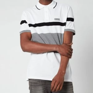 Image of Barbour International Mens Clax Stripe Polo Shirt - White - L