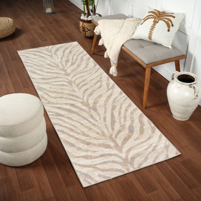 Image of Livabliss Scandi Boho Zebra Light Grey Cybele Runner Rug 80 X 220 Cm - Easy Care, Non Shedding, Ideal For Hallway Or Beside The Bed