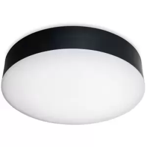 Image of Firstlight Glaze LED Resin Flush Ceiling Fitting Black with White Polycarbonate Diffuser IP65