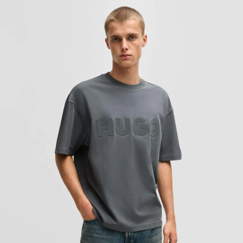 Image of HUGO Dinkee Logo T-Shirt Open Grey M