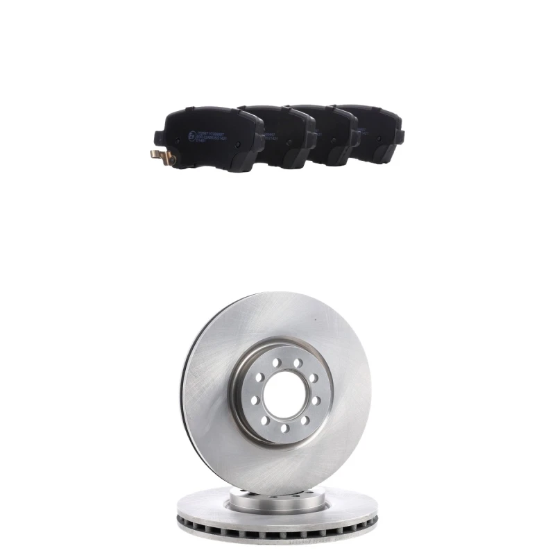 Image of RIDEX 3405B3249 Brake disc and pads set Front Axle, Brake Disc Type: internally vented, with acoustic wear warning Brake Set,disc brakes (3405)