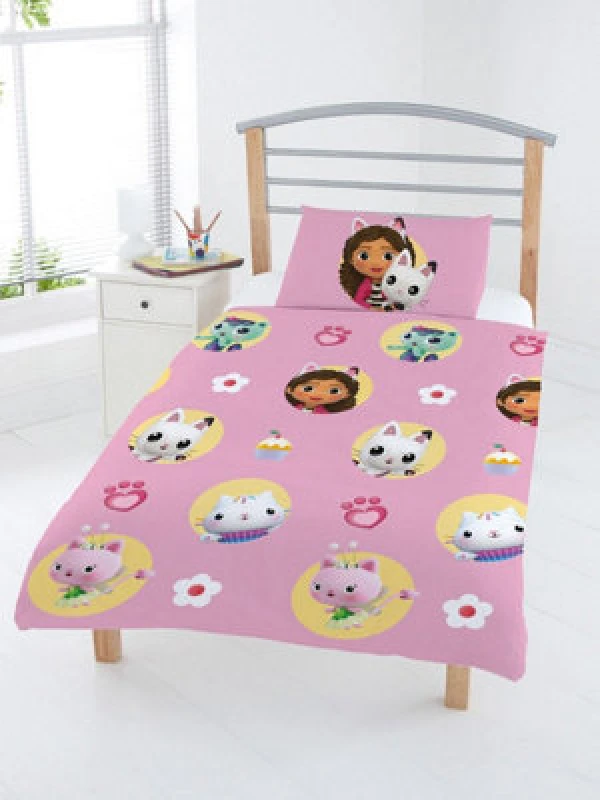 Image of Gabby'S Dollhouse Gabby And Friends Duvet Cover Set - Pink Pink VJED3 Unisex Junior