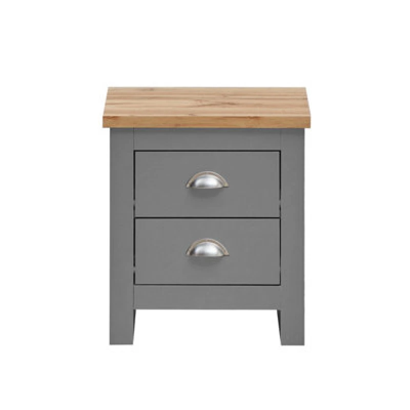 Image of Timber Art Design Lisbon Bedside Cabinet Bedroom Furniture Nightstand Table 2 Drawers Light Grey