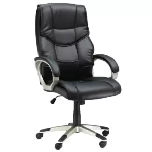 image of HOMCOM Executive Office Chair Faux Leather Computer Desk Chair With Wheel Black