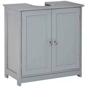 image of Kleankin 60X60Cm Under-sink Storage Cabinet With Adjustable Shelf - Grey