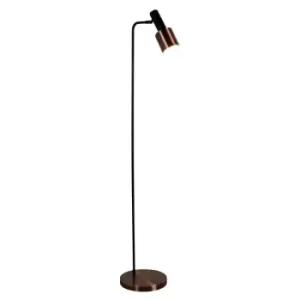 Image of Searchlight Denmark - 1 Light Floor Lamp Black, Copper, E27