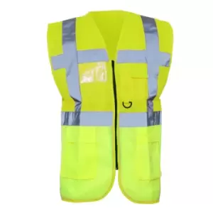 image of Yoko Hi-Vis Premium Executive/Manager Waistcoat / Jacket (Pack of 2) (5XL) (Hi-Vis Yellow)