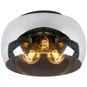 Image of Lucide OLIVIA - Flush Ceiling Light - Ø40cm - 3xE27 - Smoke Grey