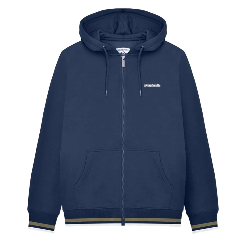 Image of Lambretta Lambretta Men AW24 Full Zip Hoodie in Navy Size: Medium Navy M Male 5063703662079