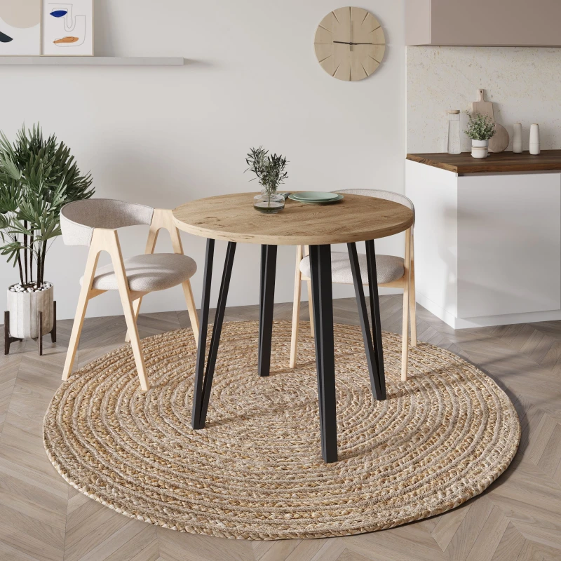 Image of Decortie Xana' Round Dining Table 90x77.5cm 4 Seater in Brown Size: 2 Pack Brown Unisex 2 Pack