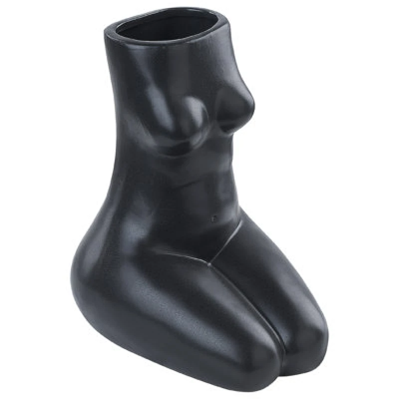 Image of Beliani Flower Vase Pyrgos Ceramic 22cm Black