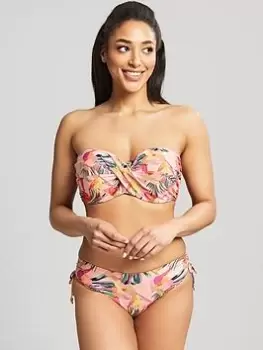 Image of Panache Paradise Padded Twist Bandeau Bikini Top - Pink Tropical, Pink, Size 32Dd, Women
