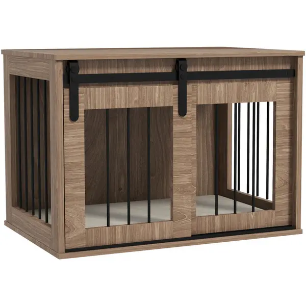 Image of Pawhut - Dog Crate Furniture with Removable Cushion, for Medium Dogs - Brown m - Brown