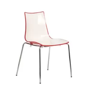 Image of Gecko shell dining stacking chair with chrome legs - red