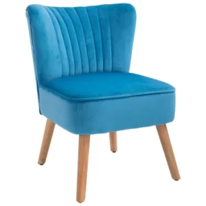 Image of HOMCOM Faux Velvet Vertical Tufted Accent Chair Blue