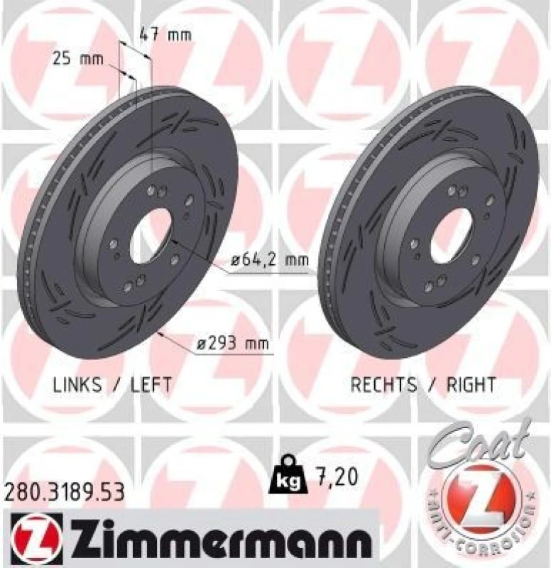 Image of ZIMMERMANN Brake disc ZIMMERMANN 280.3189.53