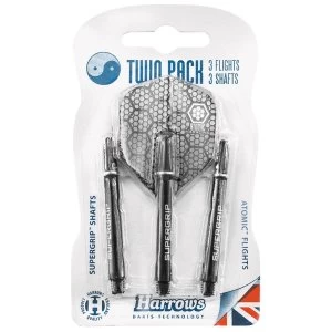 Image of Harrows Twin Pack Dart Flight/Shafts Black/Silver