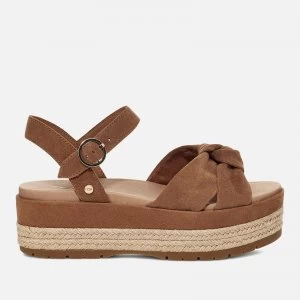 image of UGG Womens Trisha Suede Flatform Sandals - Chestnut - UK 3