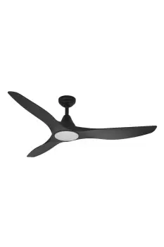 image of Portsea Matte Black Ceiling Fan With Integrated LEDs