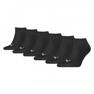 Image of Womens PUMA Unisex Plain Sneaker Socks 6 Pack, Black, size 9-11, Clothing
