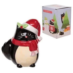 image of Feline Festive Christmas Cat Ceramic Money Box