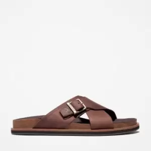 image of Timberland Amalfi Vibes Cross Slide Sandal For Men In Brown, Size 10.5