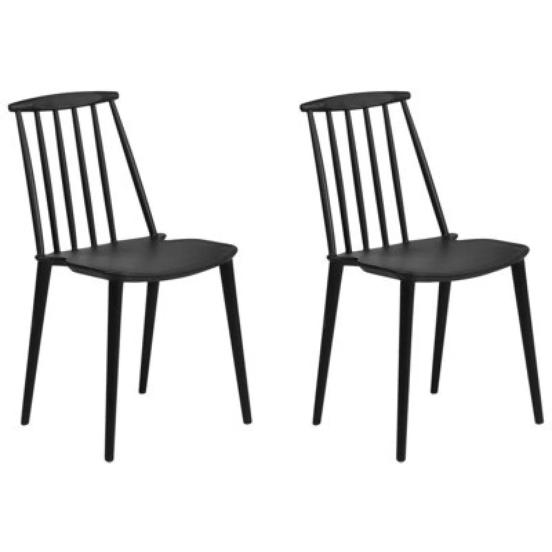 Image of Beliani Set Of 2 Dining Chairs Ventnor Black