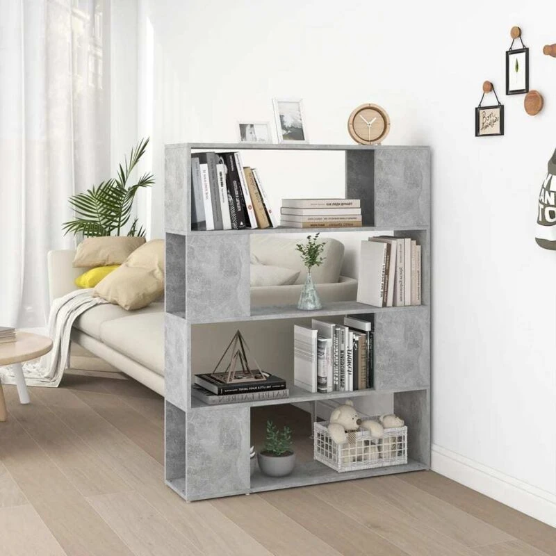 Image of VIDAXL Book Cabinet Room Divider Concrete Grey 100x24x124cm Vidaxl 8720286651483