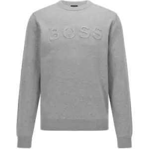 image of Boss Ube Embossed Logo Sweater - Grey