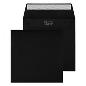 Image of Creative Dark Coloured Envelopes Peel & Seal 155 x 155mm Plain 120 gsm Jet Black Pack of 500