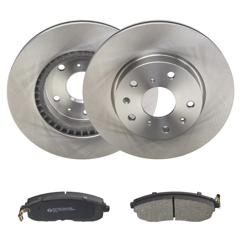 Image of RIDEX 3405B1976 Brake disc and pads set Front Axle, Brake Disc Type: internally vented, with acoustic wear warning Brake Set,disc brakes (3405)