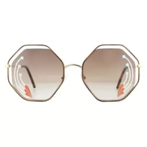 Image of Square Havana Gold Brown Gradient Sunglasses