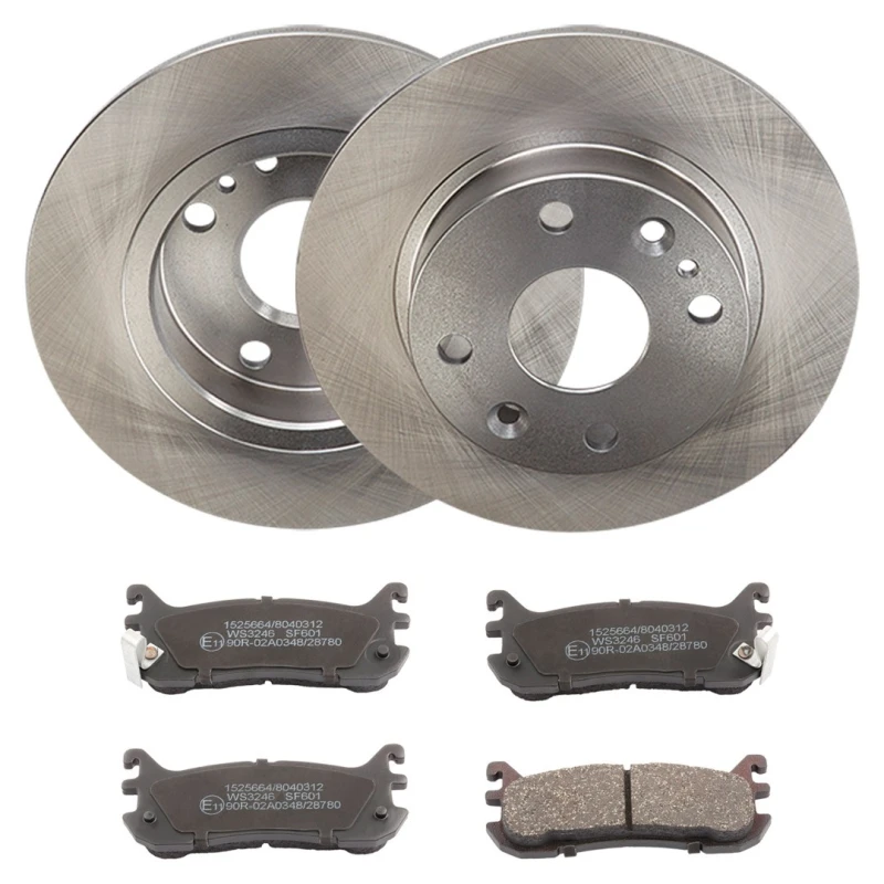 Image of RIDEX 3405B2332 Brake disc and pads set Rear Axle, Brake Disc Type: Solid, with acoustic wear warning Brake Set,disc brakes (3405)