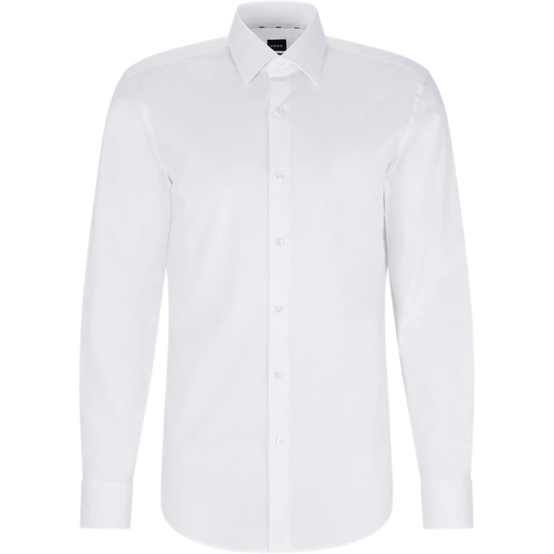 Image of Boss Mens H Hank Kent Long Sleeve Oxford Shirt White male 15.75L in