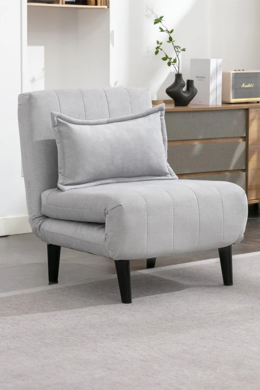 Image of More4Homes Harper 1 Seater Folding Clic Clac Fabric Living Room Lounge Futon Sofa Bed Grey 5.05574E+12