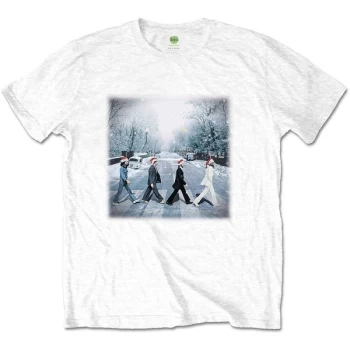 Image of The Beatles - Abbey Christmas Unisex Large T-Shirt - White