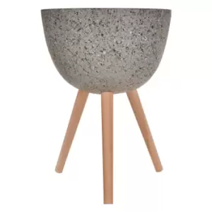 image of 70cm Planter in Grey Speckle with Beech Wood Legs