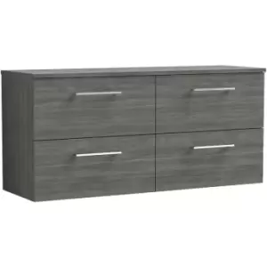 image of Arno Anthracite 1200mm Wall Hung 4 Drawer Vanity Unit with Worktop - ARN524W2 - Anthracite - Nuie