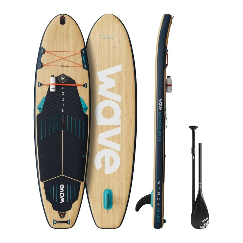 Image of Wave Sups Wave Woody 3.0 SUP Inflatable Paddleboard 10'9ft in Navy Size: 10ft Navy Unisex 10ft